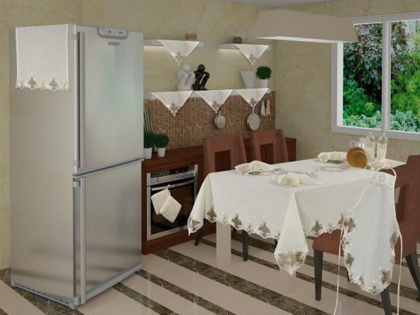 Fransız Güpürlü Eylül Dantel Mutfak Takımı 17 Parça ürün görseli