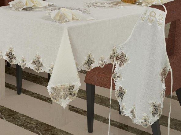 Fransız Güpürlü Eylül Dantel Mutfak Takımı 17 Parça - Resim 2