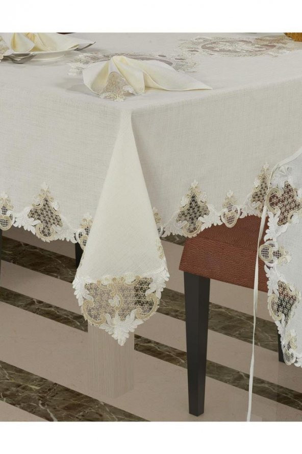 Fransız Güpürlü Eylül Dantel Mutfak Takımı 17 Parça - Resim 5