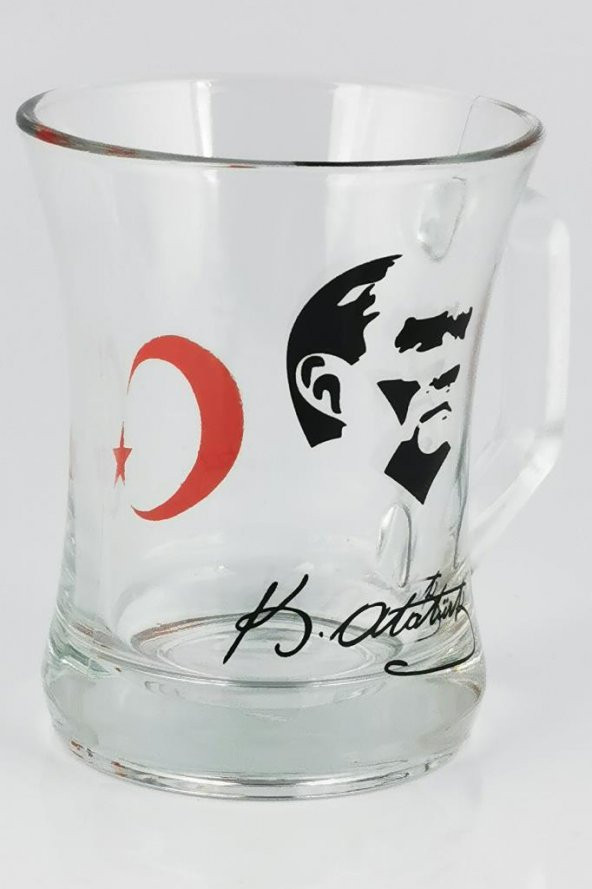 2li Atatürk İmzalı Silüetli Kupa Bardak Takımı Seti - 3