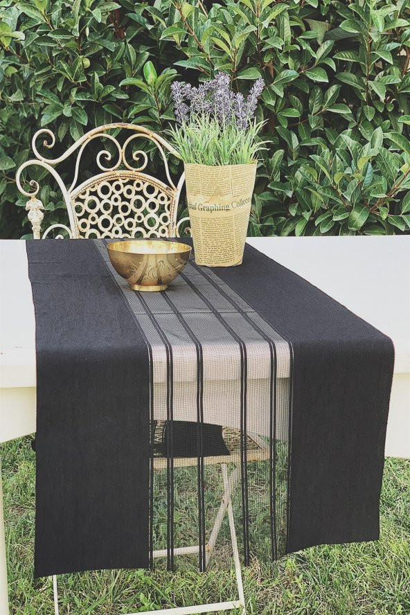 Siyah Lazer Kesim Modern Runner - 2