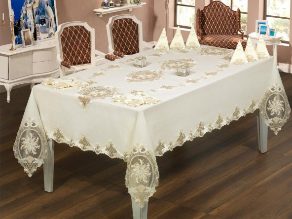 Fransız Güpürlü Eylül Dantel Yemek Takımı - 25 Parça
