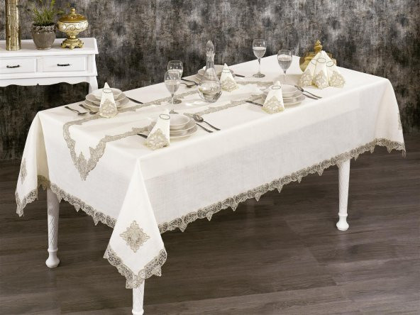 Fransız Güpürlü Efes Dantel Yemek Takımı - 26 Parça