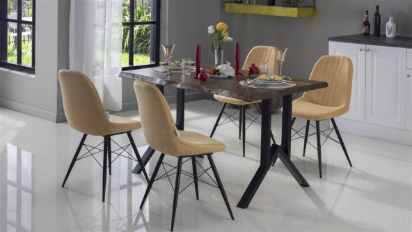 Bellona Terra Masa+4 Sandalye Mutfak Masa Takımı Sarı