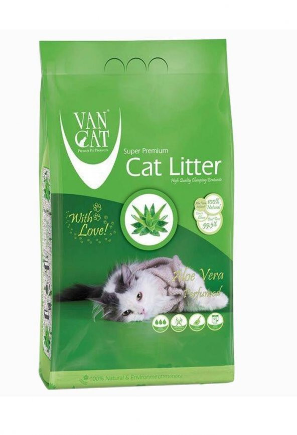 Vancat Aloe Vera Kokulu İnce Taneli Kedi Kumu 5 Kg