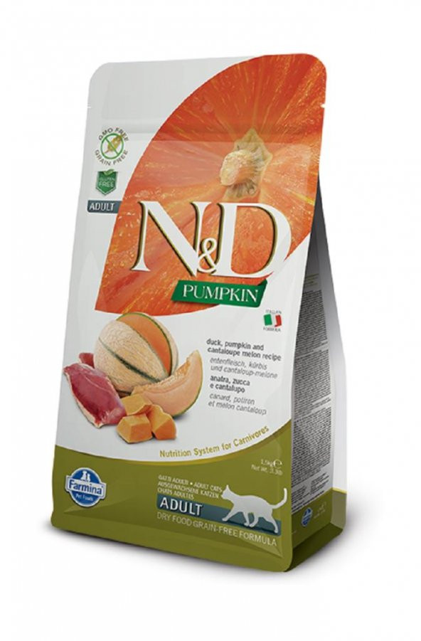 ND Tahılsız Balkabaklı Ördekli Kavunlu Kedi Maması 1.5 Kg