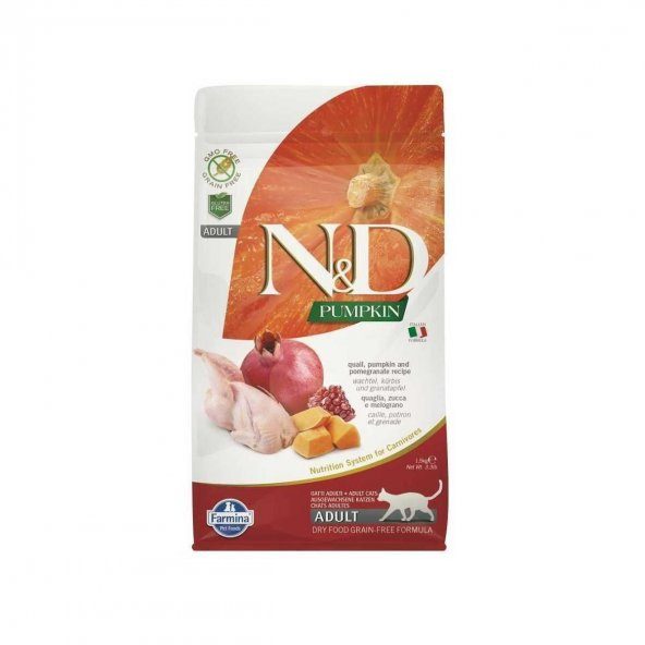 ND Tahılsız Balkabaklı Bıldırcınlı Narlı Kedi Maması 1.5 Kg