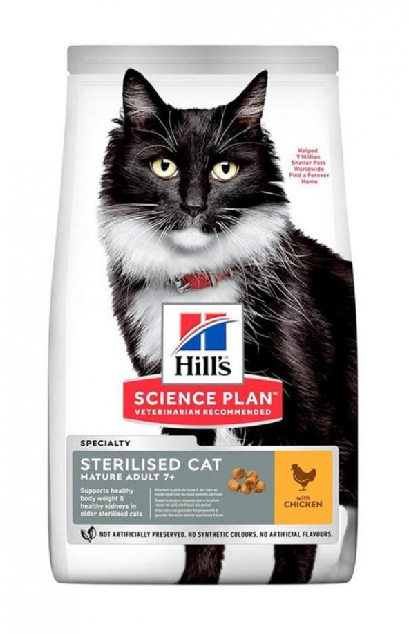 Hills 7+ Kısırlaştırılmış Tavuklu Yaşlı Kedi Maması 1,5 Kg