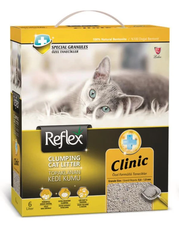 Reflex Klinik Özel Tanecik Formüllü Süper Hızlı Topaklanan Kedi Kumu 6lt SARI