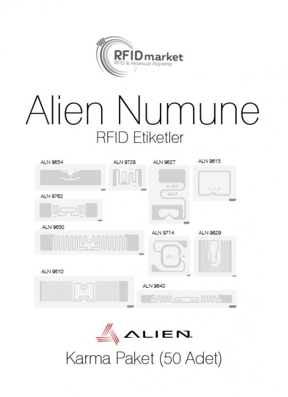 Alien Numune RFID Etiketler - Karma Paket (50 adet)