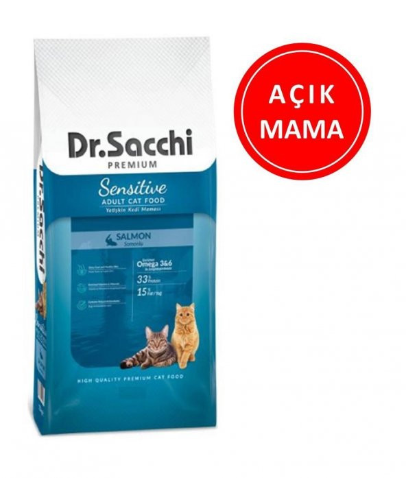 Dr.Sacchi Premium Sensitive Salmon Yetişkin Kedi Maması 1 kg AÇIK