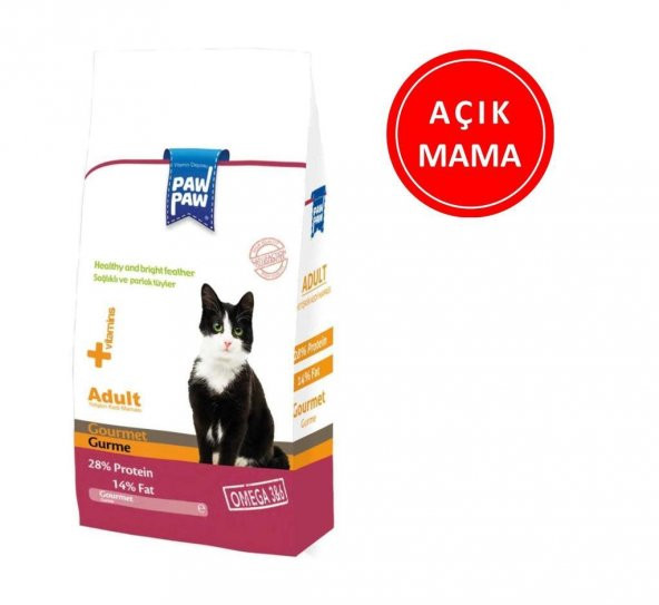 Paw Paw Gourmet Gurme Yetişkin Kedi Maması 1 Kg AÇIK