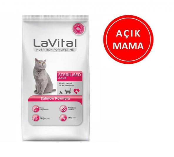 Lavital Sterilised Somonlu Kısır Kedi Maması 1 Kg AÇIK