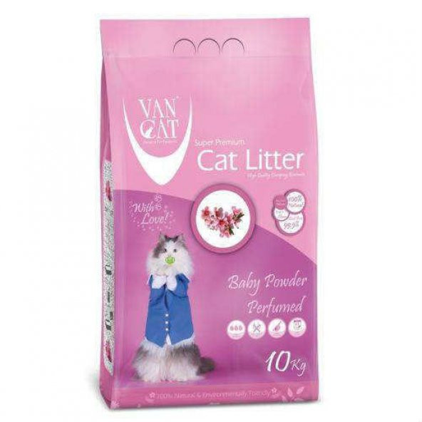 Vancat BabyPowder Bentonit Kedi Kumu İnce Taneli 10 KG