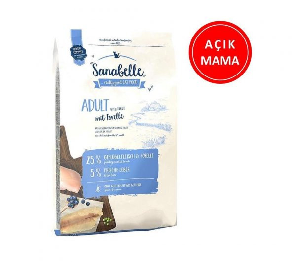 Sanabelle Adult Forelle Alabalıklı Tahılsız Kedi Maması 1 Kg AÇIK