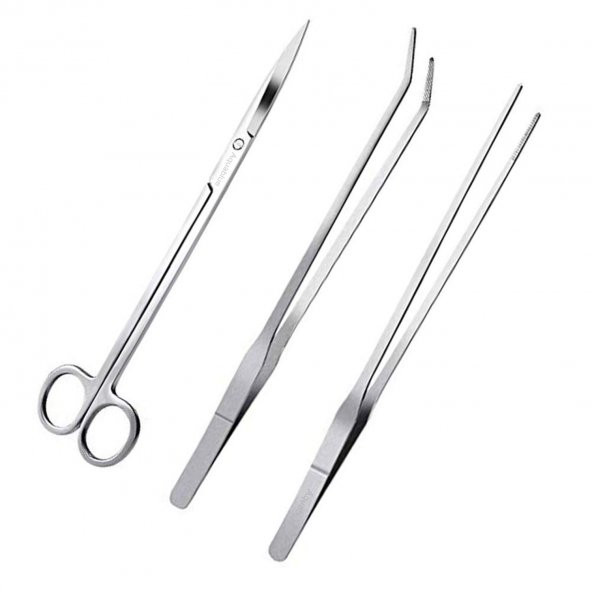 AQUABLUE SS-S110 BİTKİLİ AKVARYUM MAKAS-CIMBIZ BAKIM SETİ 3 İN 1 - 3