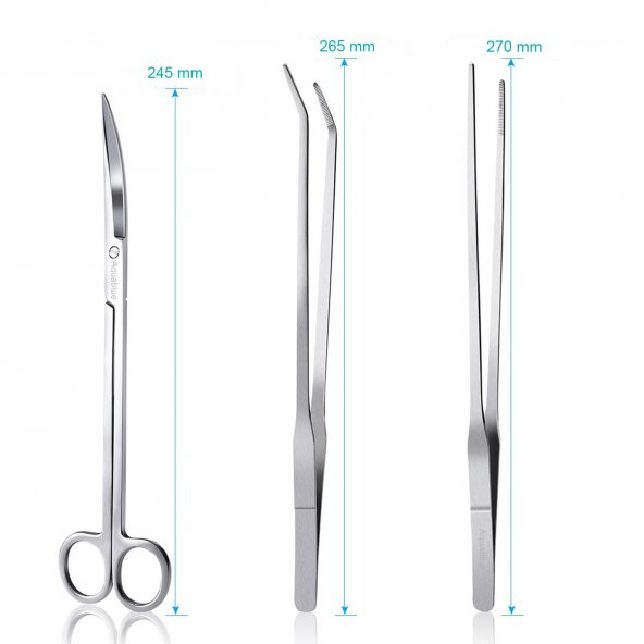 AQUABLUE SS-S110 BİTKİLİ AKVARYUM MAKAS-CIMBIZ BAKIM SETİ 3 İN 1 - 4