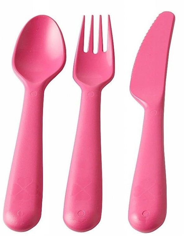 Kalas Çocuk Çatal Kaşık Bıçak Seti  3lü Set PEMBE