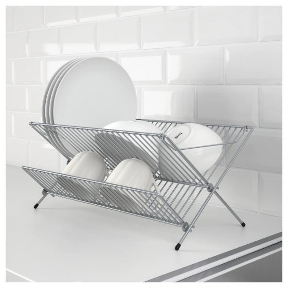 IKEA Kvot Katlanabi̇li̇r Galvani̇zli̇ Çeli̇k Bulaşıklık - Metal Bulaşık Sepeti̇ - 2