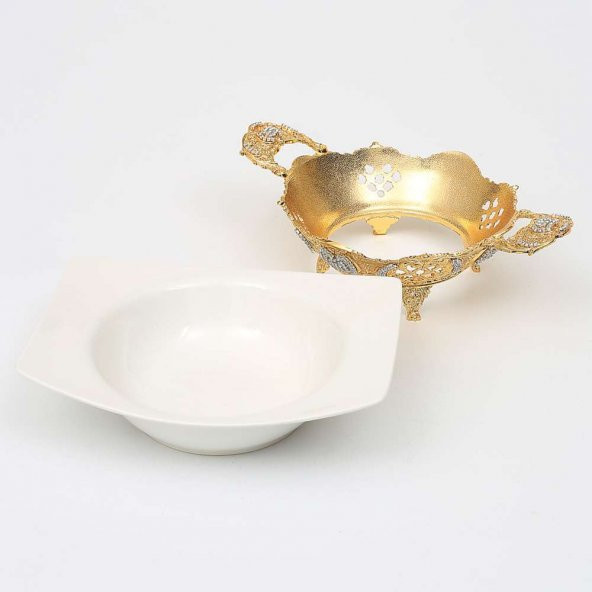 Kristalli Porselenli Altın İkramlık