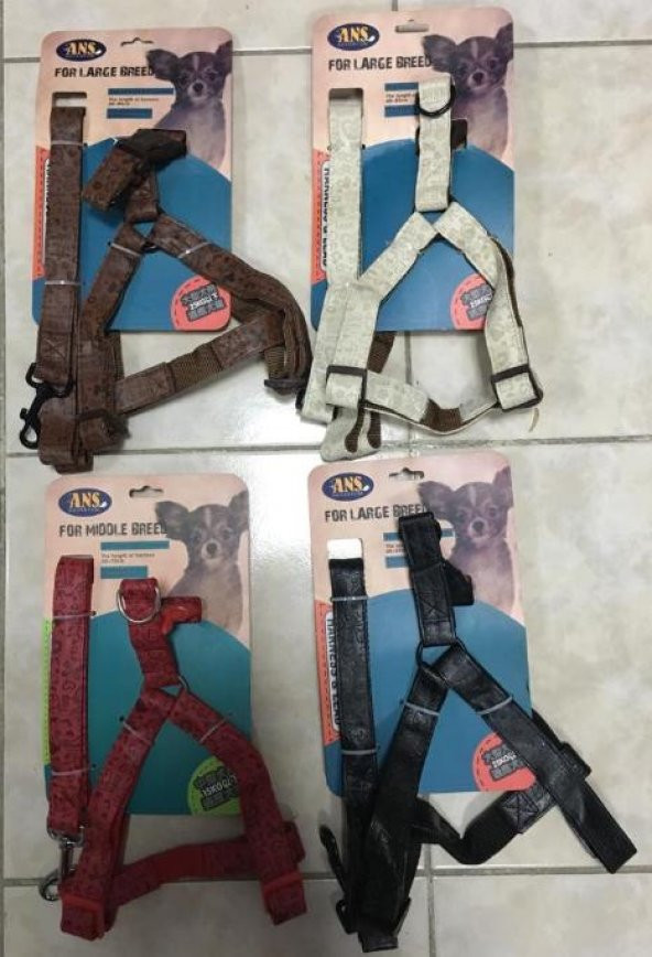 ANS Large Breed Köpek Göğüs Takım Tasması Deri 10-18 Kg Olan Köpeklere