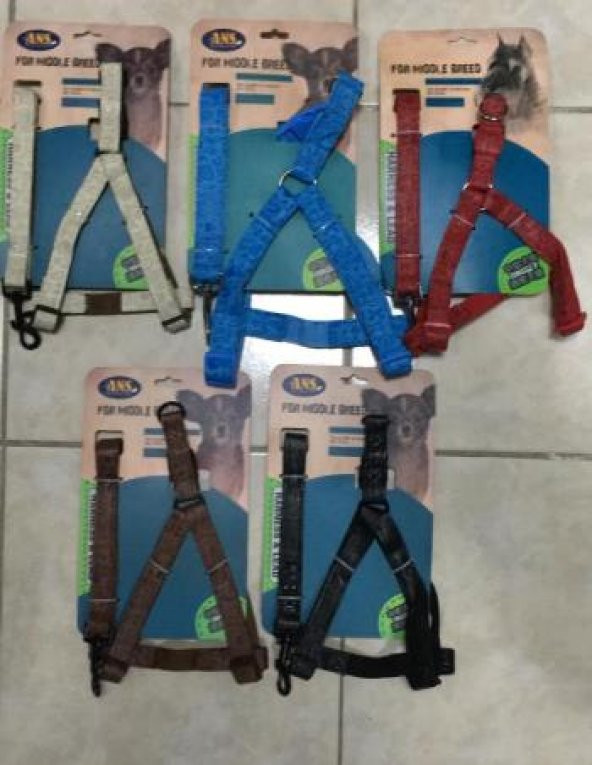 ANS Middle Breed Köpek Göğüs Takım Tasması Deri 5-9 Kg Olan Köpeklere