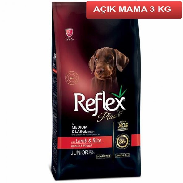 Reflex Plus Kuzulu Orta Büyük Irk Yavru Köpek Maması 3 Kg AÇIK