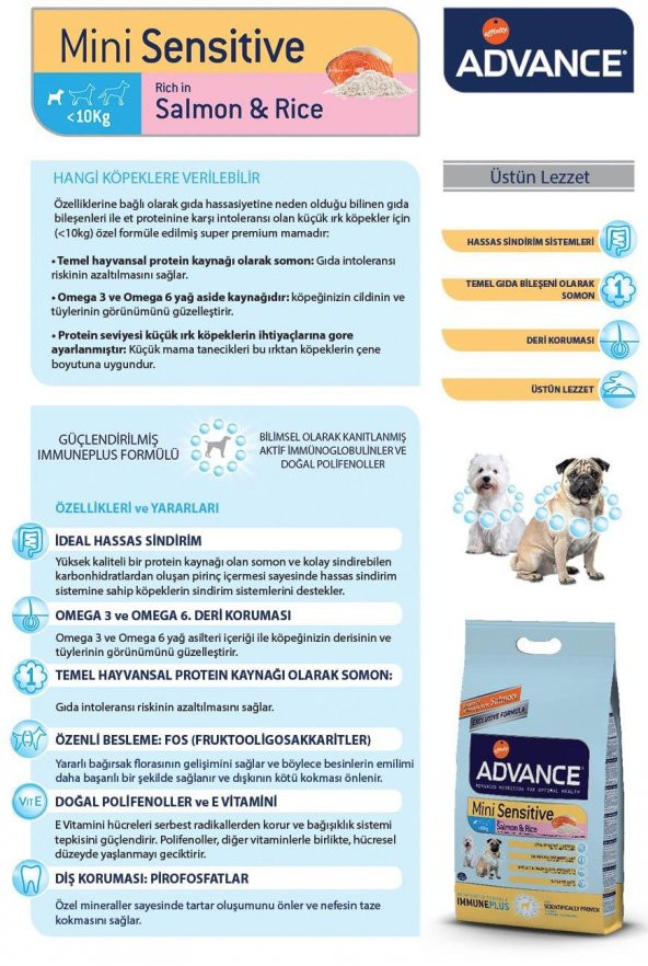 Advance Somonlu Küçük Irk Yetişkin Köpek Mamas 3 Kg - 2