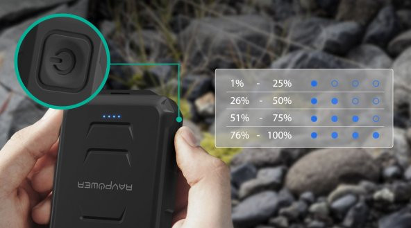 RAVPOWER 10050mAh Su Geçirmez Taşınabilir Şarj Cihazı Powerbank RP-PB044 - 6
