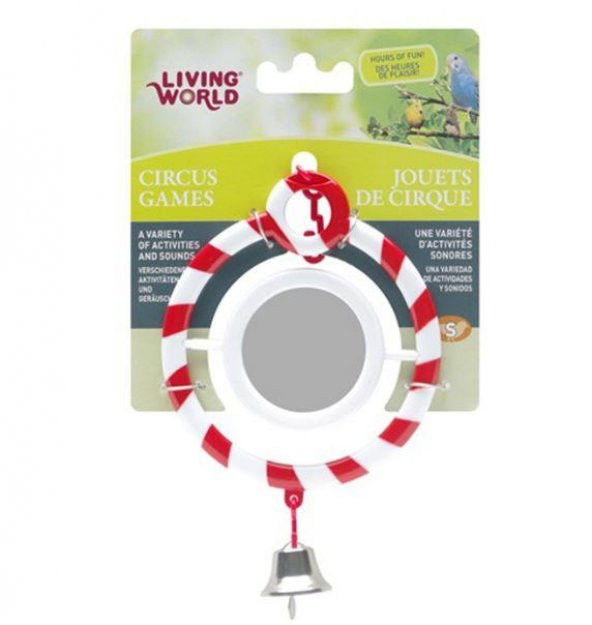 Living World Zilli Aynalı Kırmızı Halka Kuş Oyuncağı