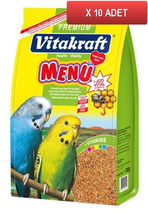 Vitakraft Menü Premium Muhabbet Kuşu Yemi 1000 gr ( 10 PAKET )
