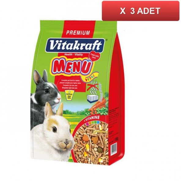 Vitakraft Menü Rabbit Tavşan Yemi 1000 Gr (3 PAKET)