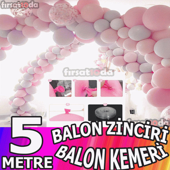 5 Metre Balon Kemeri Aparatı Balon Zinciri Aparatı Şerit Balon Zinciri Balon Makaron Kemer