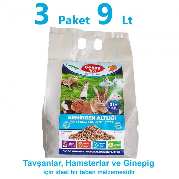 Bonny Nice Çam Pelet Kemirgen Altlığı 2 kg 4 l x 3 Paket