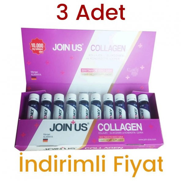 3 Adet Join Us Collagen Kollajen Glukozamin ve Kondroitin İçeren Sıvı Takviye Edici Gıda