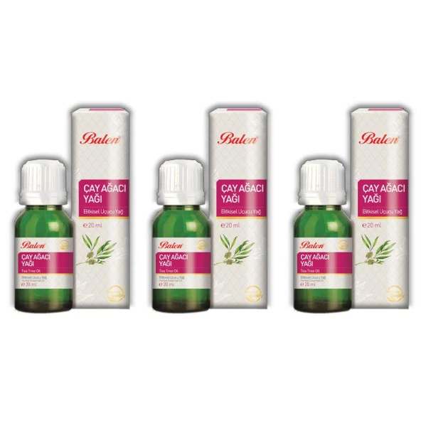 Balen Çay Ağacı Yağı-Hint Defnesi Yağı (Distilasyon) 20 ml 3 Adet