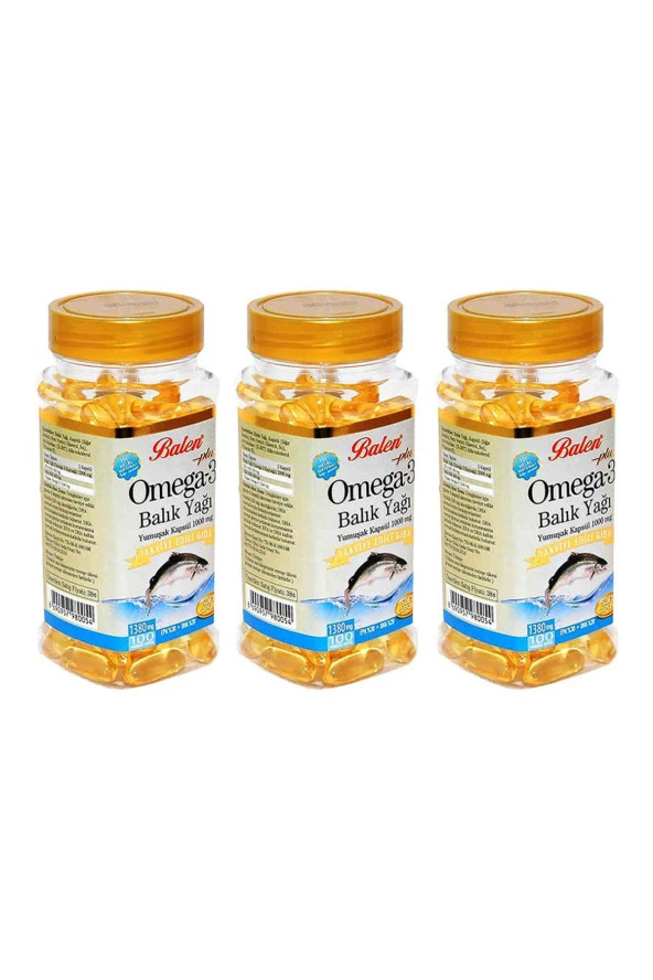 Balen Omega 3 Balık Yağı 1380 mg 100 Yumuşak Kapsül 3 Adet