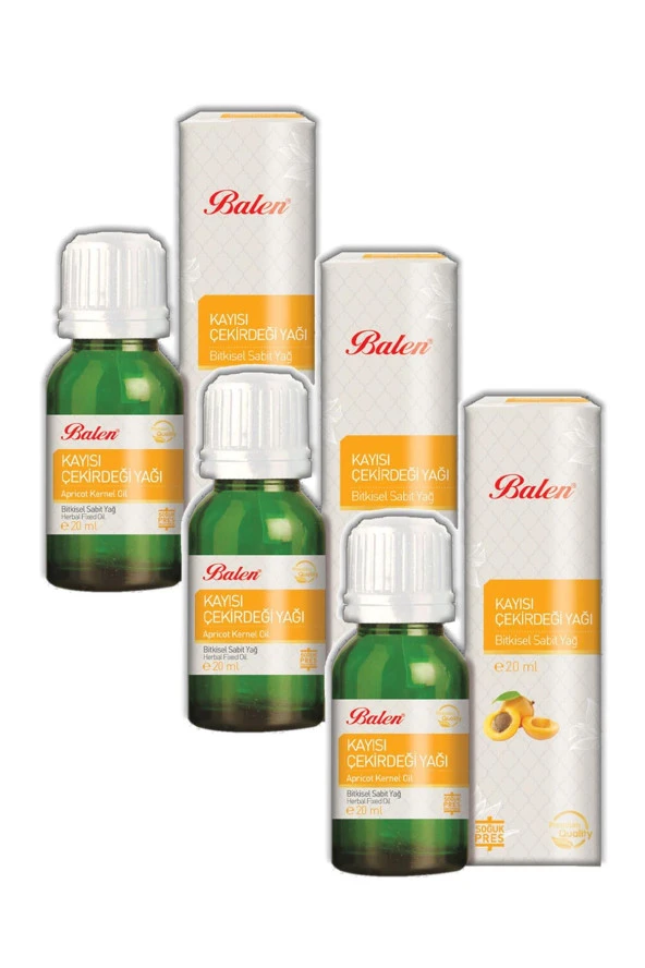 Balen Kayısı Çekirdeği Yağı Soğuk Pres 20 ml 3 Adet ürün görseli 1