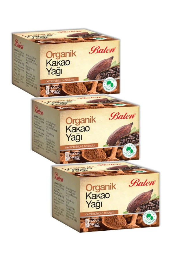 Balen Organik Kakao Yağı Soğuk Pres 50 ml 3 Adet