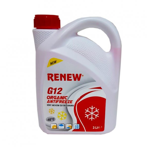 Renew G12 Organik Kırmızı Antifiriz -40C 3 Litre- 2019 Üretim