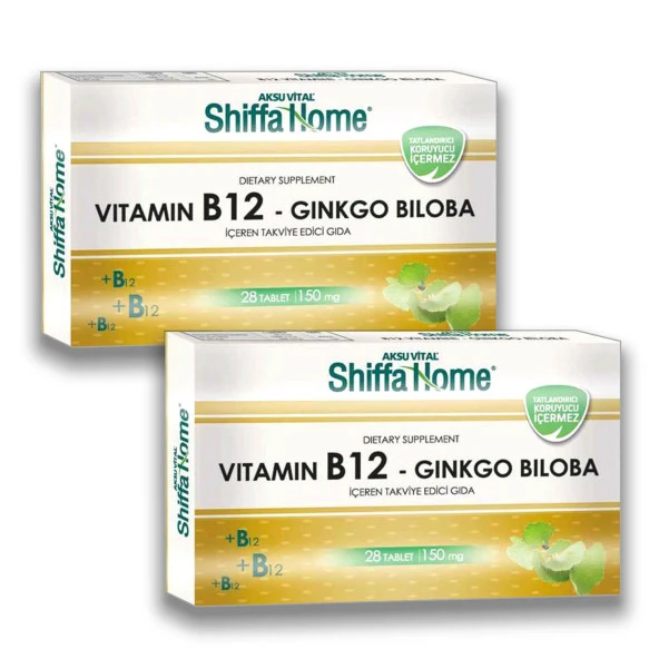 Aksuvital Shiffa Home Vitamin B12-Ginkgo Biloba 28 Tablet x 2 Adet
