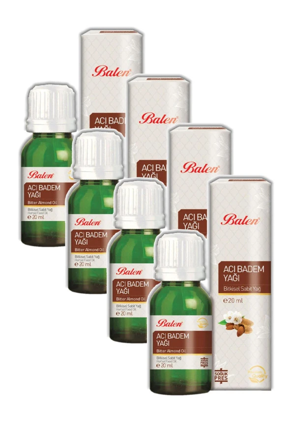 Balen Acı Badem Yağı Soğuk Pres 20 ml x 4 Adet