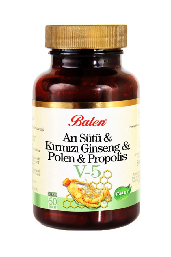 Balen V5 Arı Sütü-Kırmızı Ginseng-Polen-Propolis 1015mg 60 Tablet