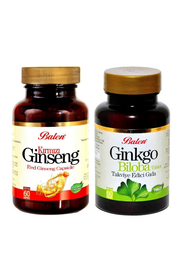 Balen Kırmızı Gınseng 375 Mg 60 Kapsül+Ginko Biloba 600 Mg 60 Tab