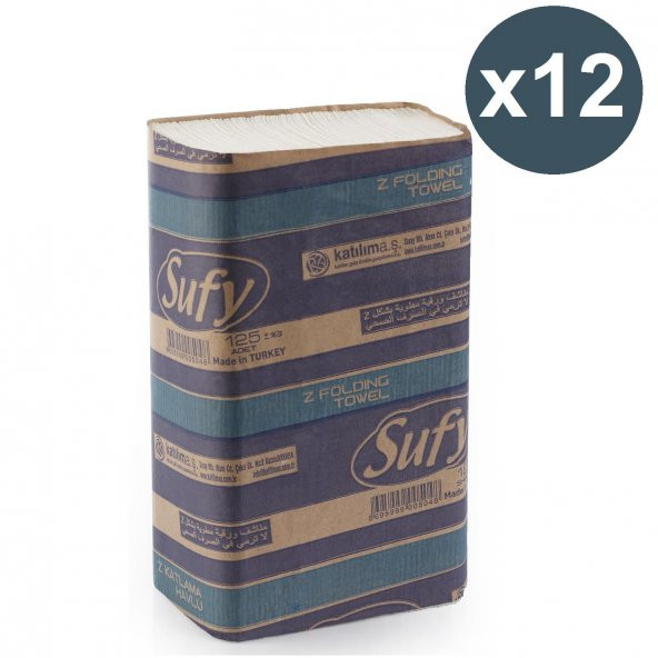 Sufy Z Katlamalı Havlu Kağıt 125li x 12 Adet (Koli)