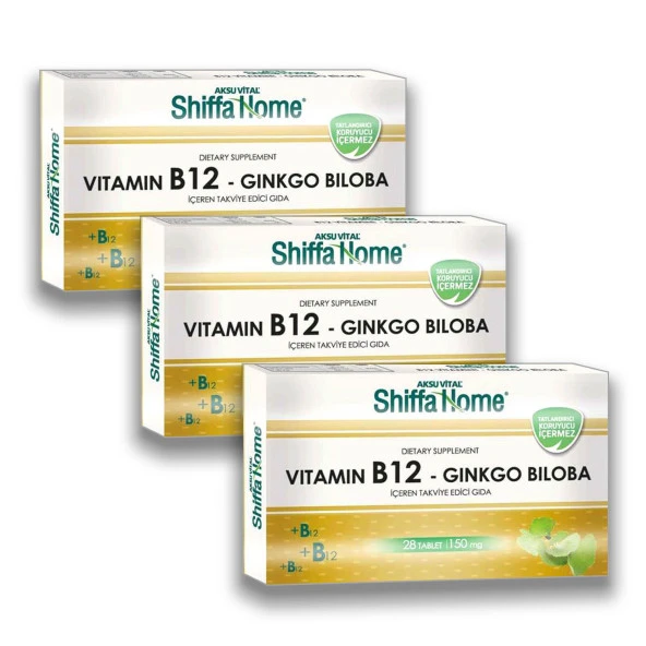 Aksuvital Shiffa Home Vitamin B12-Ginkgo Biloba 28 Tablet X 3 Adet