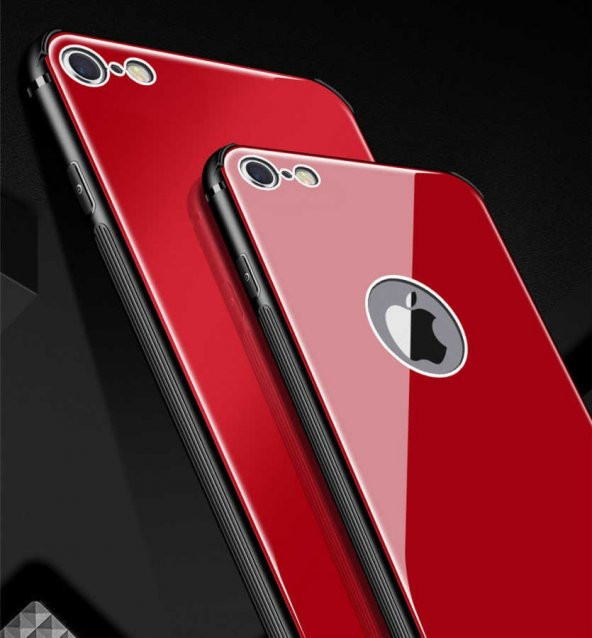 Apple iPhone 8 Kılıf Zore Düz Renkli Ebruli Cam Kapak - 2