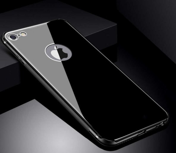 Apple iPhone 8 Kılıf Zore Düz Renkli Ebruli Cam Kapak - 3