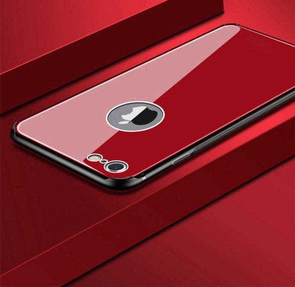 Apple iPhone 8 Kılıf Zore Düz Renkli Ebruli Cam Kapak - 4