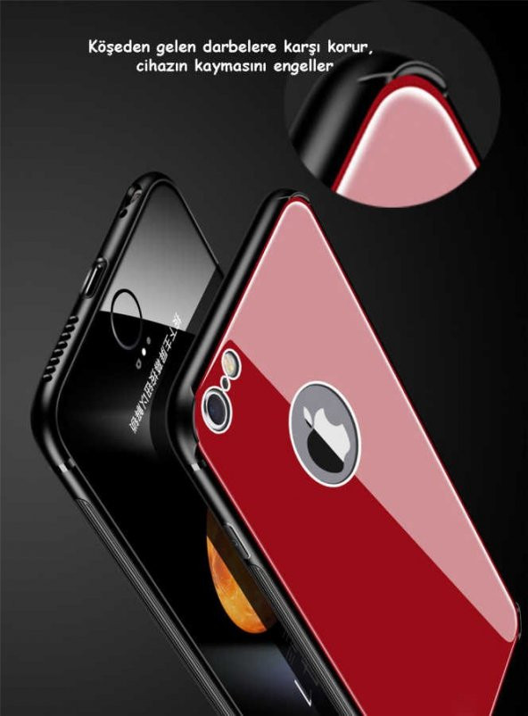 Apple iPhone 8 Kılıf Zore Düz Renkli Ebruli Cam Kapak - 7